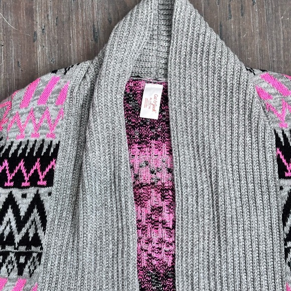 Cat & Jack Gray and Pink Fair Isle Cardigan Size XL (14/16) - Picture 3 of 11